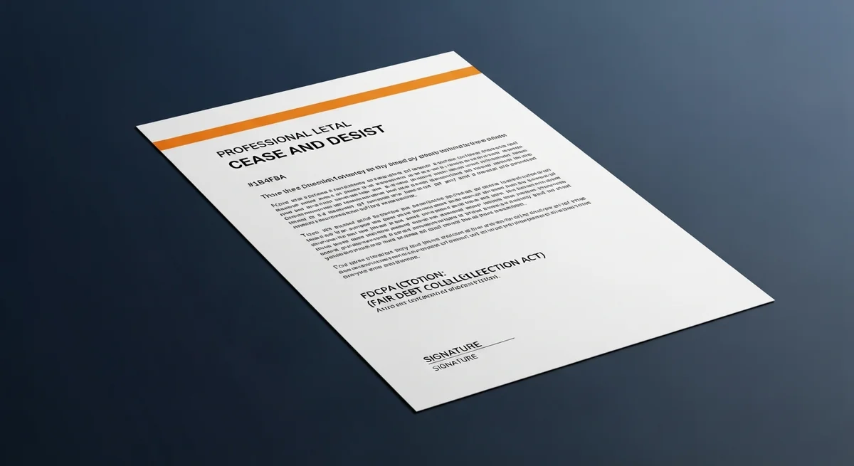 Professionally formatted FDCPA cease and desist letter on official letterhead